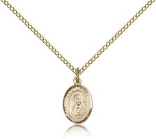 Gold Filled St. Louise de Marillac Pendant, Gold Filled Lite Curb Chain, Small Size Catholic Medal, 1/2" x 1/4"