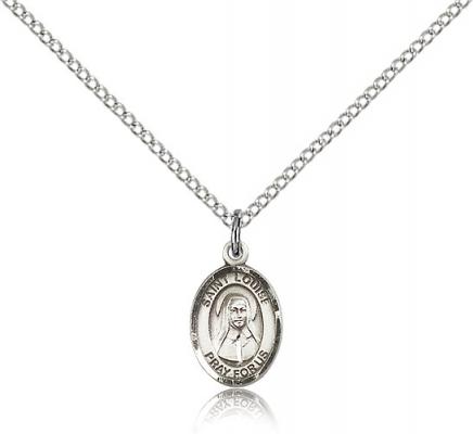 Sterling Silver St. Louise de Marillac Pendant, Sterling Silver Lite Curb Chain, Small Size Catholic Medal, 1/2" x 1/4"