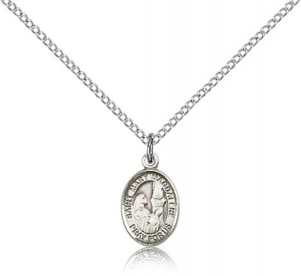 Sterling Silver St. Mary Magdalene Pendant, Sterling Silver Lite Curb Chain, Small Size Catholic Medal, 1/2" x 1/4"