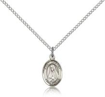 Sterling Silver St. Martha Pendant, Sterling Silver Lite Curb Chain, Small Size Catholic Medal, 1/2" x 1/4"
