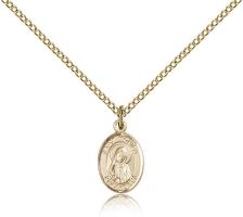 Gold Filled St. Monica Pendant, Gold Filled Lite Curb Chain, Small Size Catholic Medal, 1/2" x 1/4"
