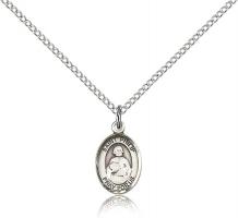 Sterling Silver St. Philip Neri Pendant, Sterling Silver Lite Curb Chain, Small Size Catholic Medal, 1/2" x 1/4"