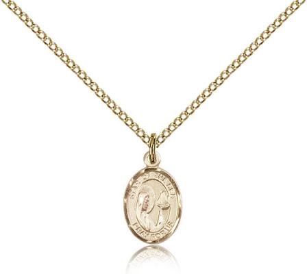 Gold Filled Our Lady Star of the Sea Pendant, Gold Filled Lite Curb Chain, Small Size Catholic Medal, 1/2" x 1/4"