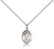 Sterling Silver St. Stephen the Martyr Pendant, Sterling Silver Lite Curb Chain, Small Size Catholic Medal, 1/2" x 1/4"