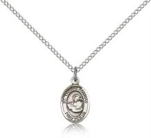 Sterling Silver St. Thomas Aquinas Pendant, Sterling Silver Lite Curb Chain, Small Size Catholic Medal, 1/2" x 1/4"