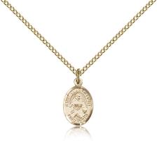Gold Filled St. Julie Billiart Pendant, Gold Filled Lite Curb Chain, Small Size Catholic Medal, 1/2" x 1/4"