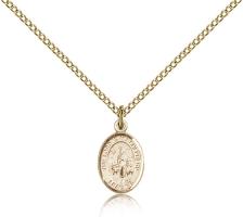 Gold Filled Lord Is My Shepherd Pendant, Gold Filled Lite Curb Chain, Small Size Catholic Medal, 1/2" x 1/4"