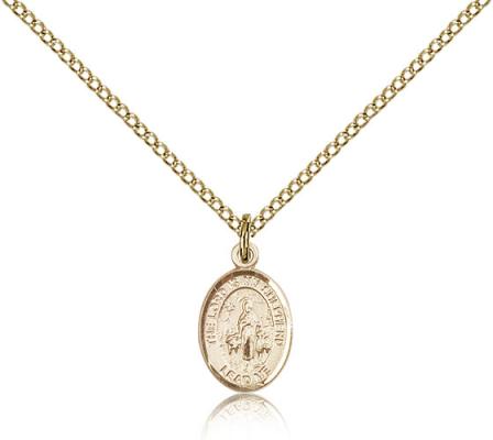 Gold Filled Lord Is My Shepherd Pendant, Gold Filled Lite Curb Chain, Small Size Catholic Medal, 1/2" x 1/4"