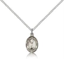 Sterling Silver St. Pio of Pietrelcina Pendant, Sterling Silver Lite Curb Chain, Small Size Catholic Medal, 1/2" x 1/4"