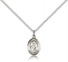 Sterling Silver St. Agnes of Rome Pendant, Sterling Silver Lite Curb Chain, Small Size Catholic Medal, 1/2" x 1/4"