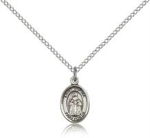 Sterling Silver St. Sophia Pendant, Sterling Silver Lite Curb Chain, Small Size Catholic Medal, 1/2" x 1/4"
