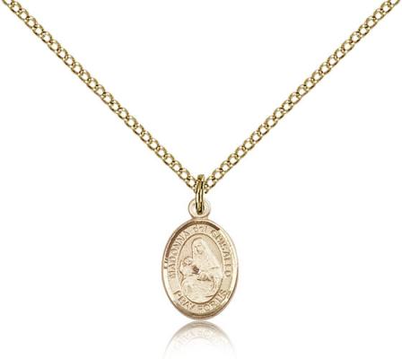 Gold Filled St. Madonna Del Ghisallo Pendant, Gold Filled Lite Curb Chain, Small Size Catholic Medal, 1/2" x 1/4"