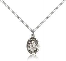 Sterling Silver St. Madonna Del Ghisallo Pendant, Sterling Silver Lite Curb Chain, Small Size Catholic Medal, 1/2" x 1/4"