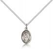Sterling Silver Our Lady of Fatima Pendant, Sterling Silver Lite Curb Chain, Small Size Catholic Medal, 1/2" x 1/4"
