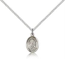 Sterling Silver St. Therese of Lisieux Pendant, Sterling Silver Lite Curb Chain, Small Size Catholic Medal, 1/2" x 1/4"