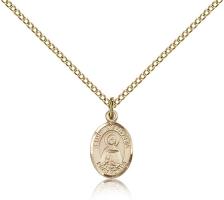 Gold Filled St. Anastasia Pendant, Gold Filled Lite Curb Chain, Small Size Catholic Medal, 1/2" x 1/4"
