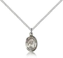 Sterling Silver St. Anastasia Pendant, Sterling Silver Lite Curb Chain, Small Size Catholic Medal, 1/2" x 1/4"