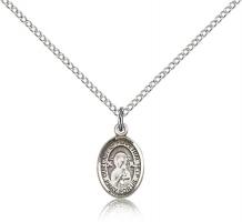 Sterling Silver Our Lady of Perpetual Help Pendant, Sterling Silver Lite Curb Chain, Small Size Catholic Medal, 1/2" x 1/4"