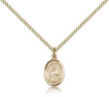 Gold Filled Our Lady of Hope Pendant, Gold Filled Lite Curb Chain, Small Size Catholic Medal, 1/2" x 1/4"