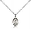 Sterling Silver St. Placidus Pendant, Sterling Silver Lite Curb Chain, Small Size Catholic Medal, 1/2" x 1/4"