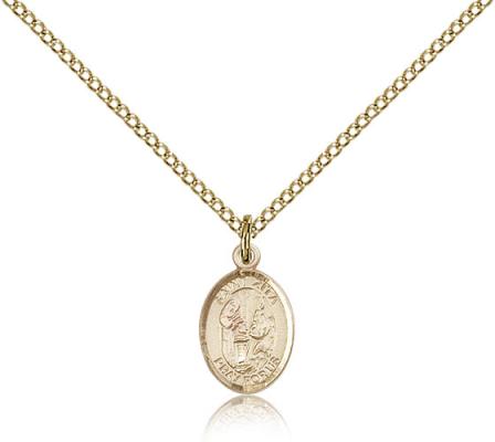 Gold Filled St. Zita Pendant, Gold Filled Lite Curb Chain, Small Size Catholic Medal, 1/2" x 1/4"