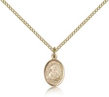 Gold Filled Our Lady of the Railroad Pendant, Gold Filled Lite Curb Chain, Small Size Catholic Medal, 1/2" x 1/4"
