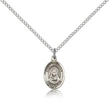 Sterling Silver St. Rebecca Pendant, Sterling Silver Lite Curb Chain, Small Size Catholic Medal, 1/2" x 1/4"
