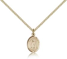 Gold Filled St. Grace Pendant, Gold Filled Lite Curb Chain, Small Size Catholic Medal, 1/2" x 1/4"