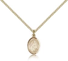 Gold Filled St. Hildegard Von Bingen Pendant, Gold Filled Lite Curb Chain, Small Size Catholic Medal, 1/2" x 1/4"