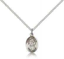 Sterling Silver St. Colette Pendant, Sterling Silver Lite Curb Chain, Small Size Catholic Medal, 1/2" x 1/4"