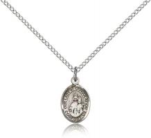 Sterling Silver Our Lady of Consolation Pendant, Sterling Silver Lite Curb Chain, Small Size Catholic Medal, 1/2" x 1/4"