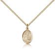 Gold Filled St. Fiacre Pendant, Gold Filled Lite Curb Chain, Small Size Catholic Medal, 1/2" x 1/4"
