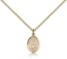Gold Filled Our Lady of Victory Pendant, Gold Filled Lite Curb Chain, Small Size Catholic Medal, 1/2" x 1/4"