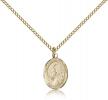 Gold Filled St. Finnian of Clonard Pendant, Gold Filled Lite Curb Chain, Small Size Catholic Medal, 1/2" x 1/4"