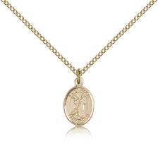 Gold Filled St. Roch Pendant, Gold Filled Lite Curb Chain, Small Size Catholic Medal, 1/2" x 1/4"