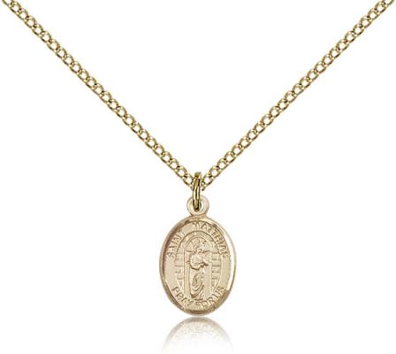 Gold Filled St. Matthias the Apostle Pendant, Gold Filled Lite Curb Chain, Small Size Catholic Medal, 1/2" x 1/4"