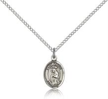 Sterling Silver St. Regina Pendant, Sterling Silver Lite Curb Chain, Small Size Catholic Medal, 1/2" x 1/4"