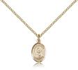 Gold Filled St. Rafta Pendant, Gold Filled Lite Curb Chain, Small Size Catholic Medal, 1/2" x 1/4"