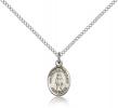 Sterling Silver Virgin Of The Globe Pendant, SS Lite Curb Chain, Small Size Catholic Medal, 1/2" x 1/4"