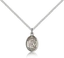 Sterling Silver St. Giles Pendant, Sterling Silver Lite Curb Chain, Small Size Catholic Medal, 1/2" x 1/4"