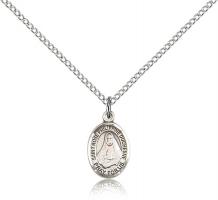 Sterling Silver St. Rose Philippine Pendant, SS Lite Curb Chain, Small Size Catholic Medal, 1/2" x 1/4"