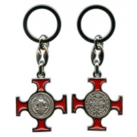 Red Saint Benedict Cross Keychain
