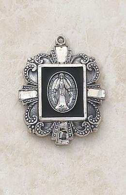 Sterling Silver/Black Miraculous Medal SS5353B