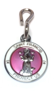 Saint Francis White/Pink Enamel Pet Medal