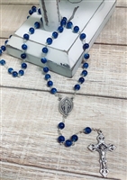 Blue Swirl Bead Rosary