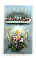Communion Prayer Last Supper Holy Card with Medal