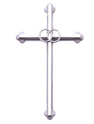 6inch Silver Wedding Wall Cross with Ring GS46053