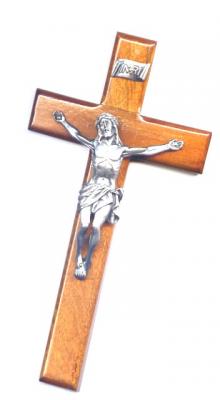 8" Cherry Crucifix W/pewter Corpus