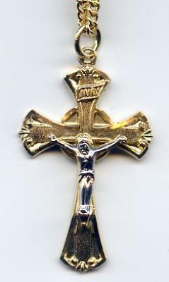 18 KT Gold on Sterling 2.6cm Crucifix