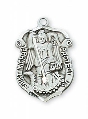 St. Michael Medal - Patron of POLICE -  Sterling Silver or Gold Shield